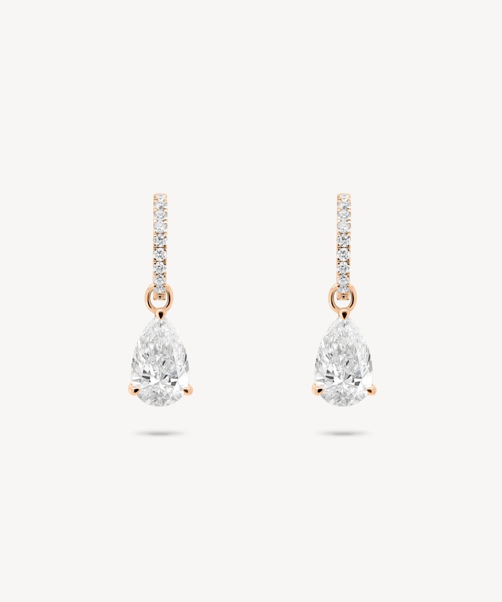 Diamond Pavé Huggie Earrings with Removable Pear Cut Drops