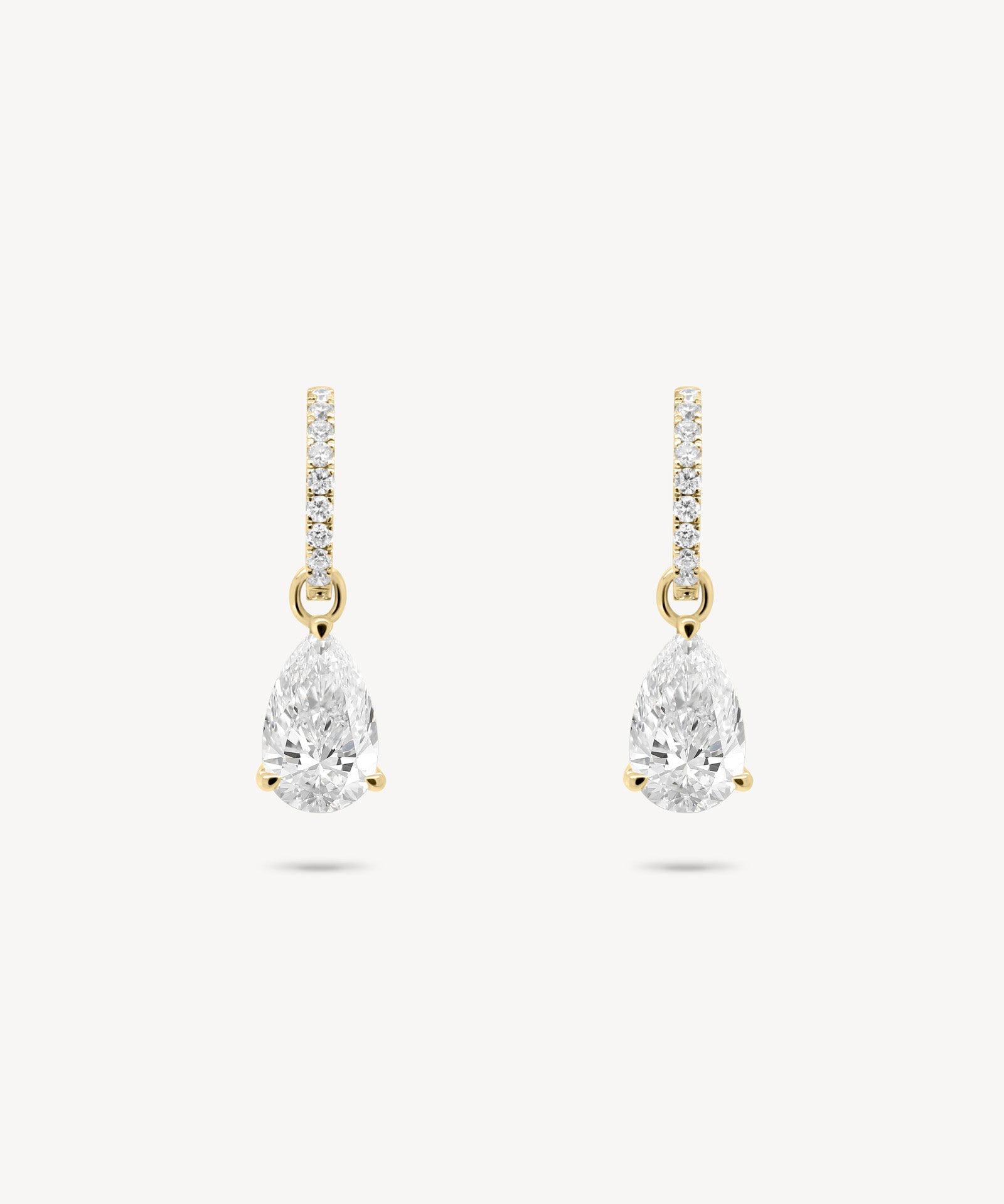 Diamond Pavé Huggie Earrings with Removable Pear Cut Drops