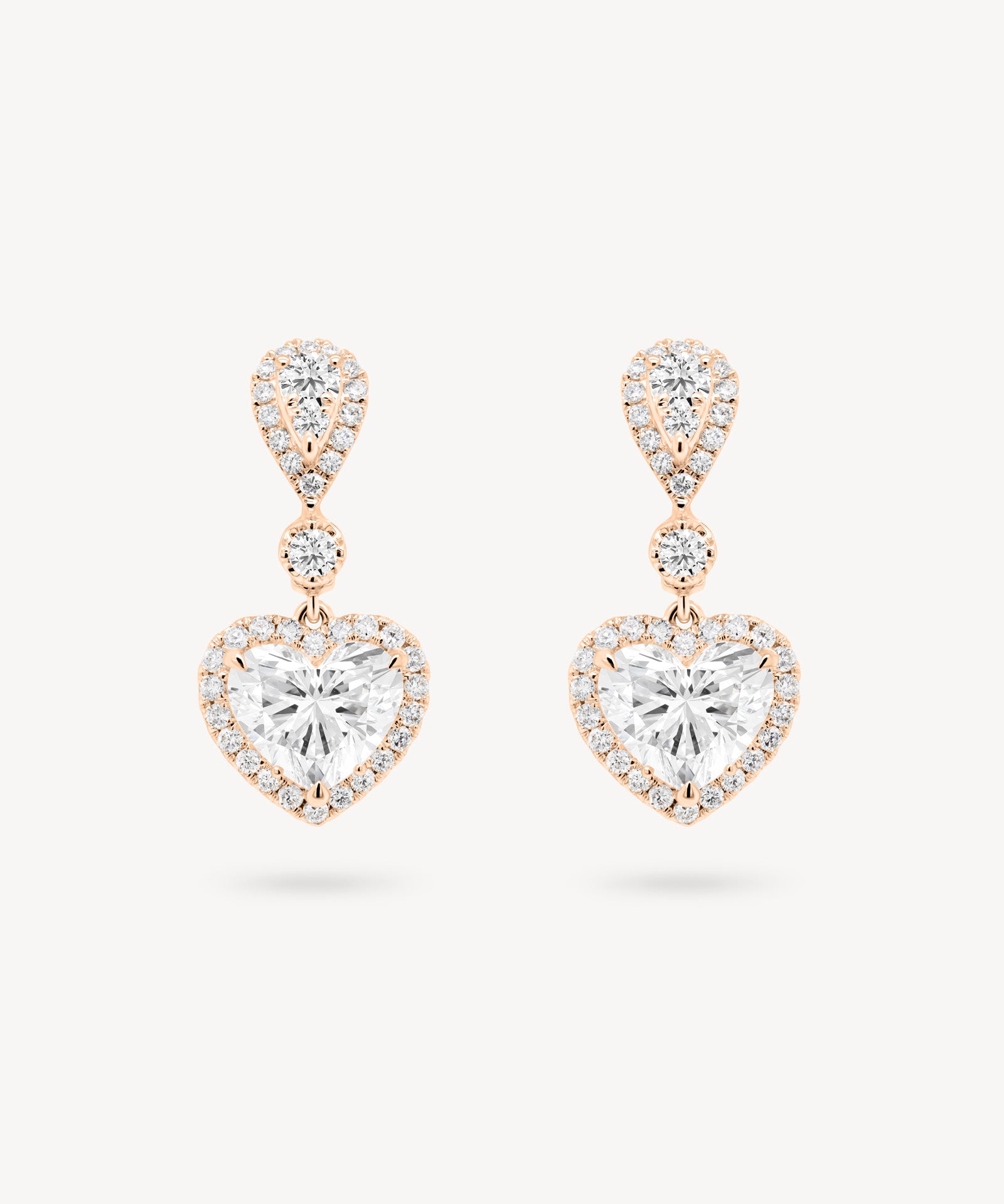 Heart Shape Diamond Huggie Halo Drop Earrings