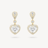 Heart Shape Diamond Huggie Halo Drop Earrings