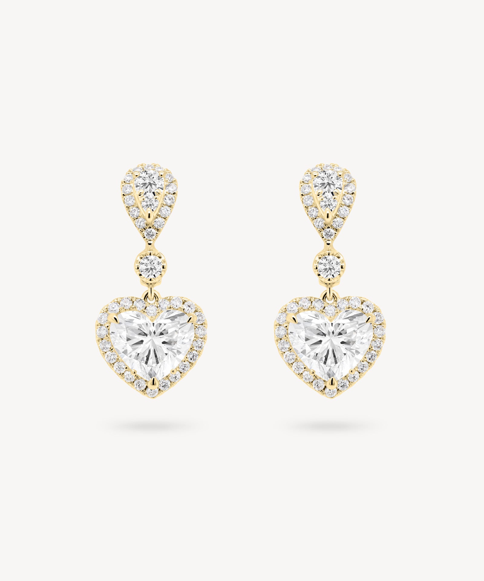 Heart Shape Diamond Huggie Halo Drop Earrings