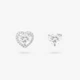 Heart Shaped Diamond Stud Earrings with Removable Halo