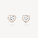 Heart Shaped Diamond Stud Earrings with Removable Halo