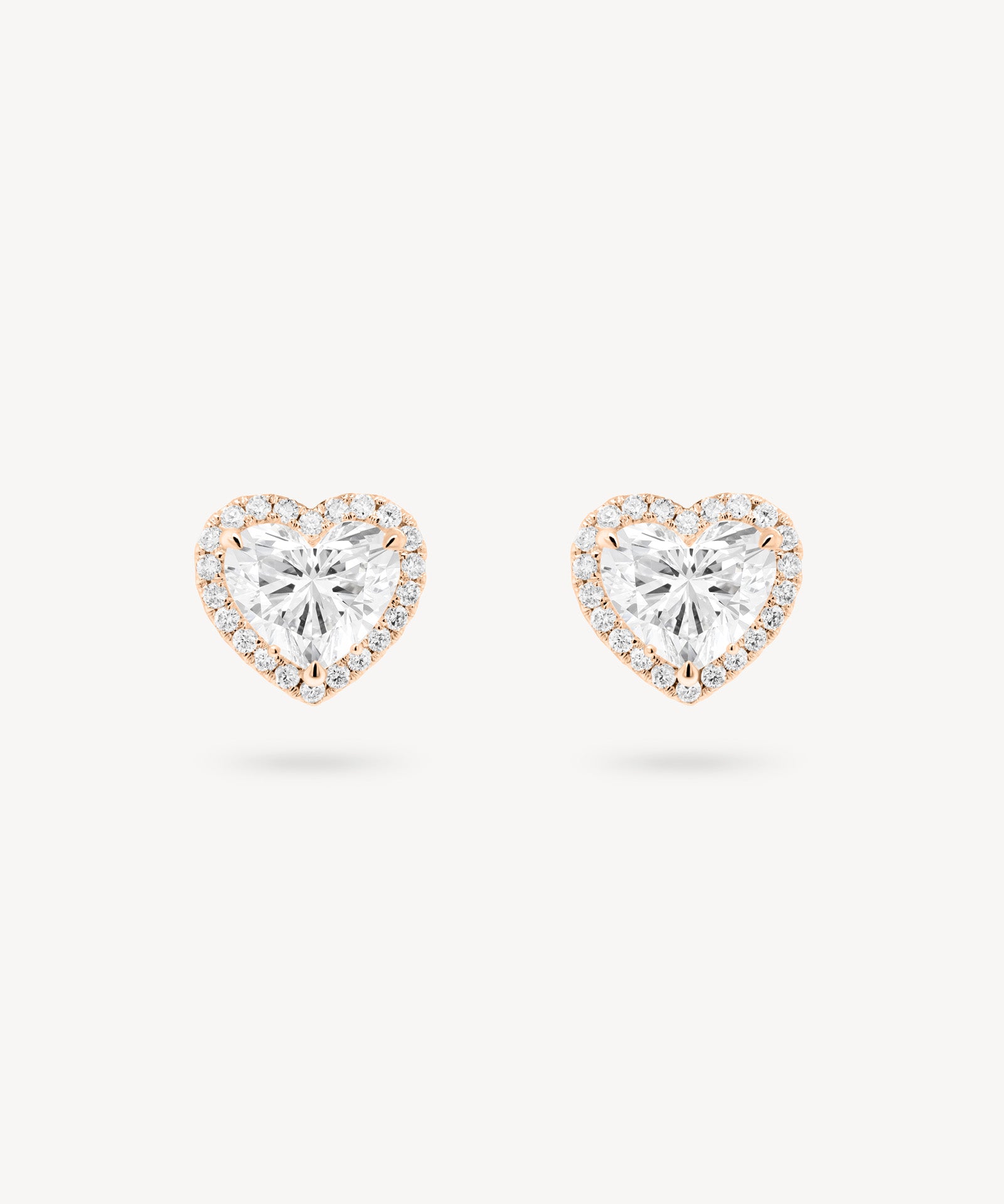 Heart Shaped Diamond Stud Earrings with Removable Halo