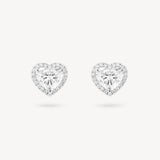 Heart Shaped Diamond Stud Earrings with Removable Halo