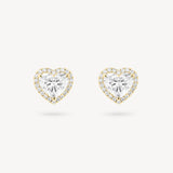 Heart Shaped Diamond Stud Earrings with Removable Halo