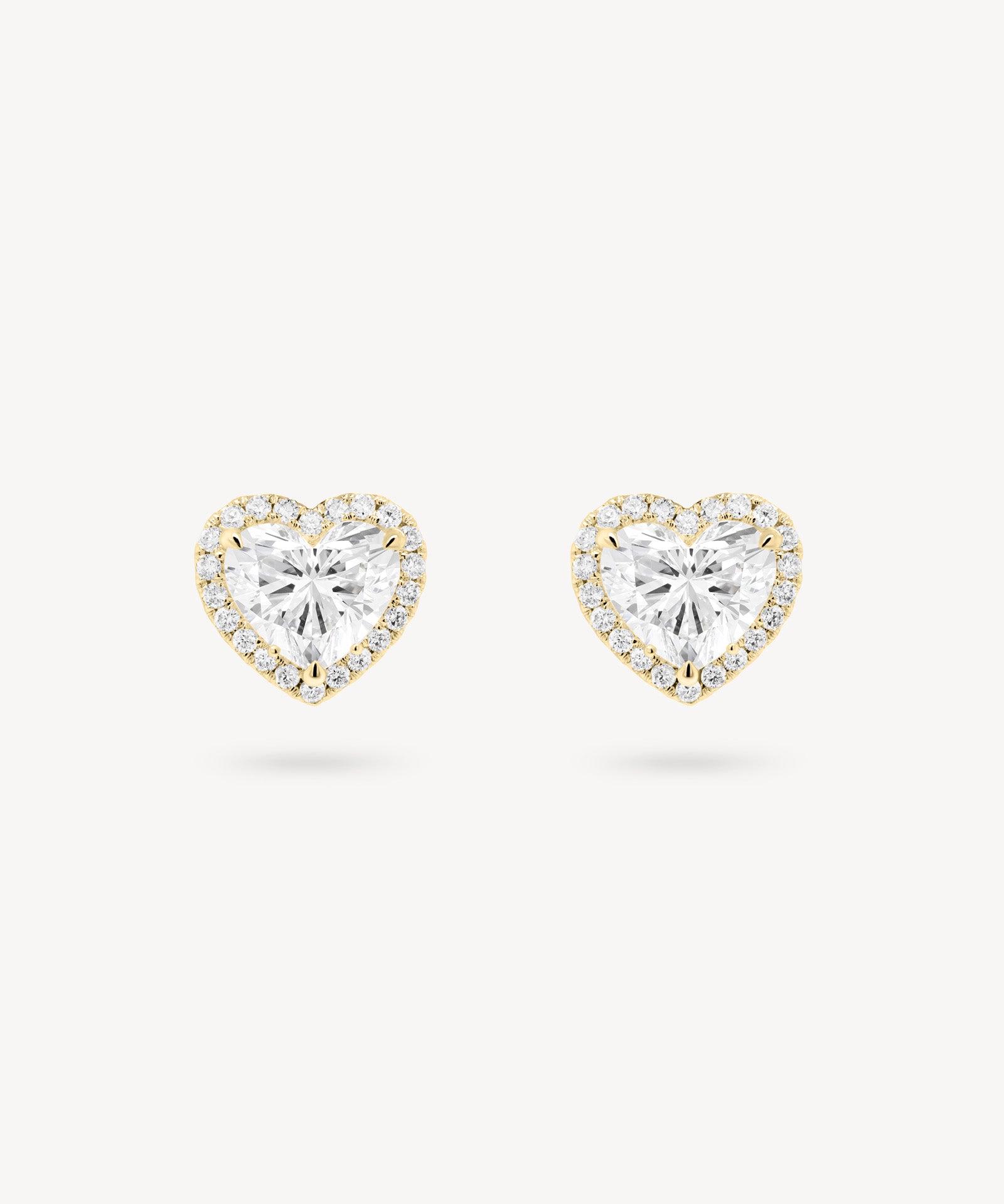 Heart Shaped Diamond Stud Earrings with Removable Halo