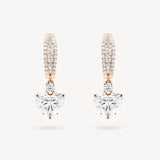 Heart Shape Diamond Pavé Huggie Drop Earrings