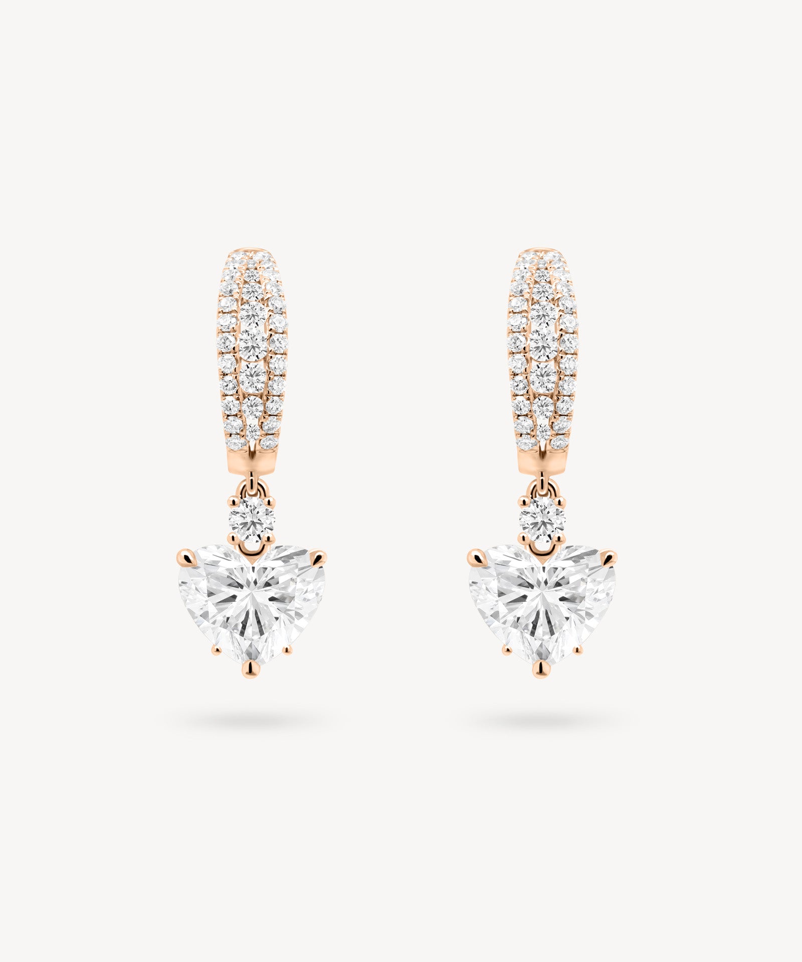 Heart Shape Diamond Pavé Huggie Drop Earrings