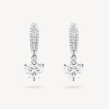 Heart Shape Diamond Pavé Huggie Drop Earrings