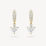 Heart Shape Diamond Pavé Huggie Drop Earrings