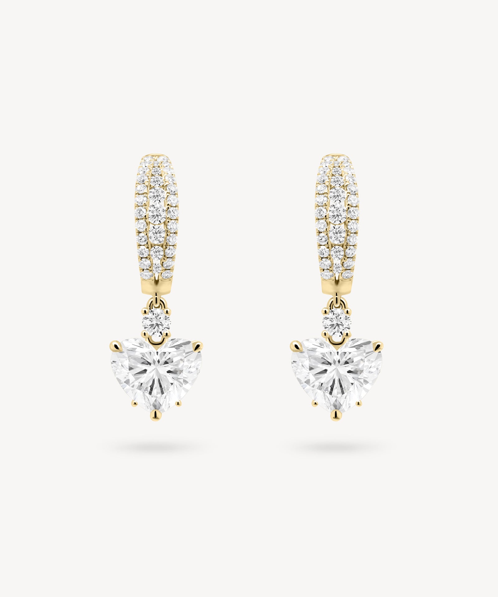 Heart Shape Diamond Pavé Huggie Drop Earrings