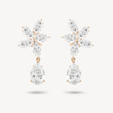 Mixed Diamond Cluster Stud Earrings with Removable Pear Cut Drops