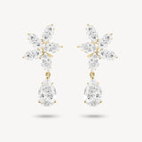 Mixed Diamond Cluster Stud Earrings with Removable Pear Cut Drops