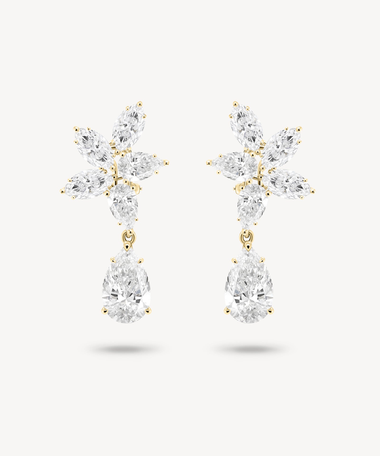 Mixed Diamond Cluster Stud Earrings with Removable Pear Cut Drops