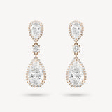 Double Pear Cut Diamond Halo Drop Earrings