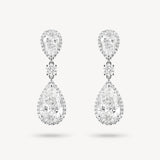 Double Pear Cut Diamond Halo Drop Earrings