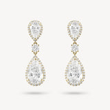Double Pear Cut Diamond Halo Drop Earrings