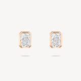 Radiant Cut Diamond Bezel Stud Earrings
