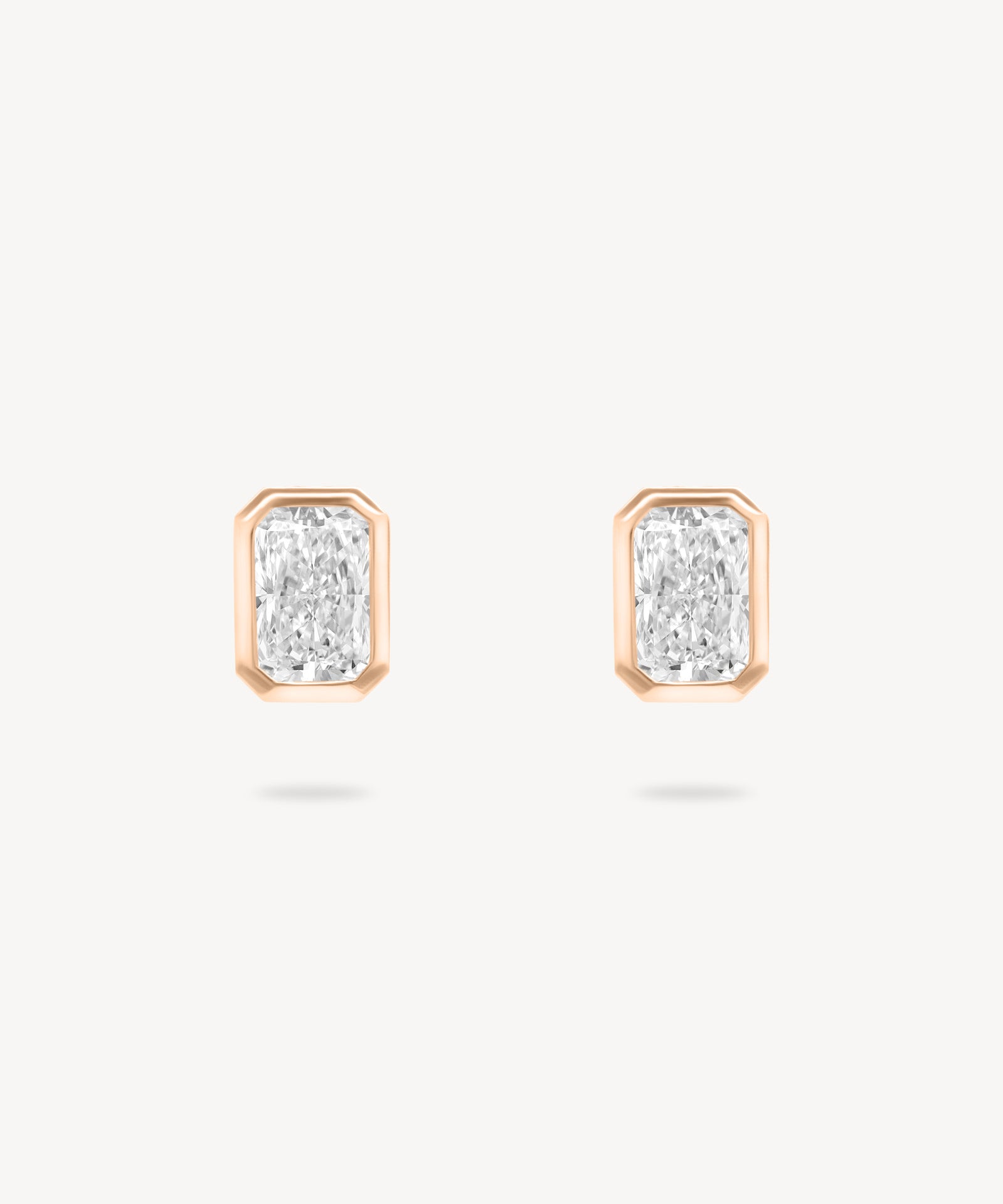 Radiant Cut Diamond Bezel Stud Earrings