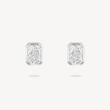Radiant Cut Diamond Bezel Stud Earrings