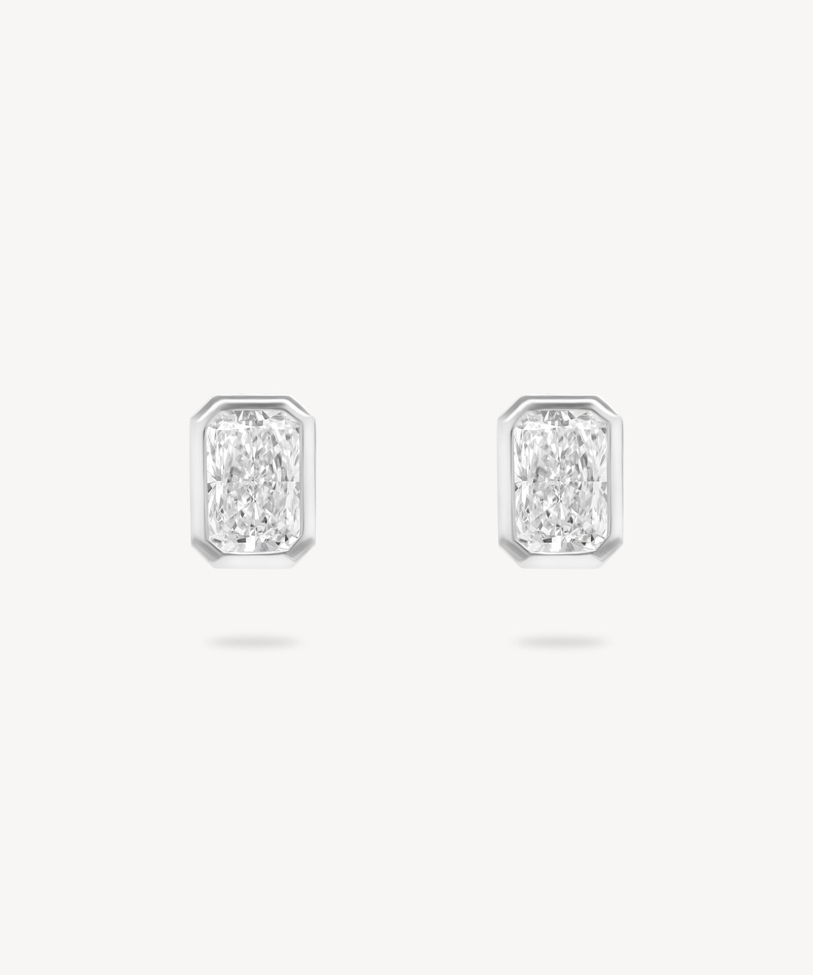 Radiant Cut Diamond Bezel Stud Earrings