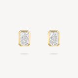 Radiant Cut Diamond Bezel Stud Earrings