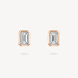 Emerald Cut Diamond Bezel Stud Earrings