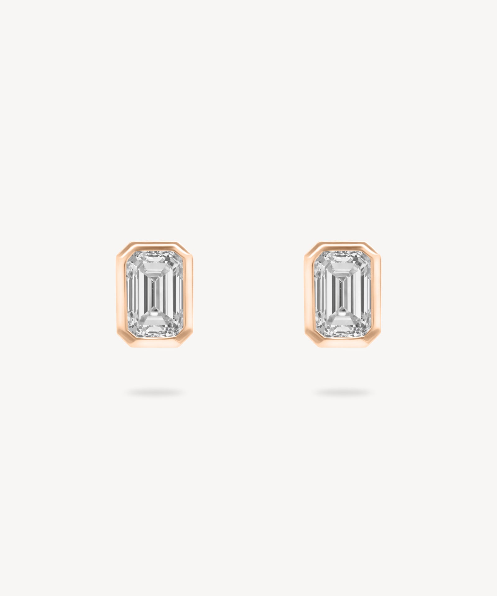 Emerald Cut Diamond Bezel Stud Earrings