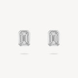 Emerald Cut Diamond Bezel Stud Earrings