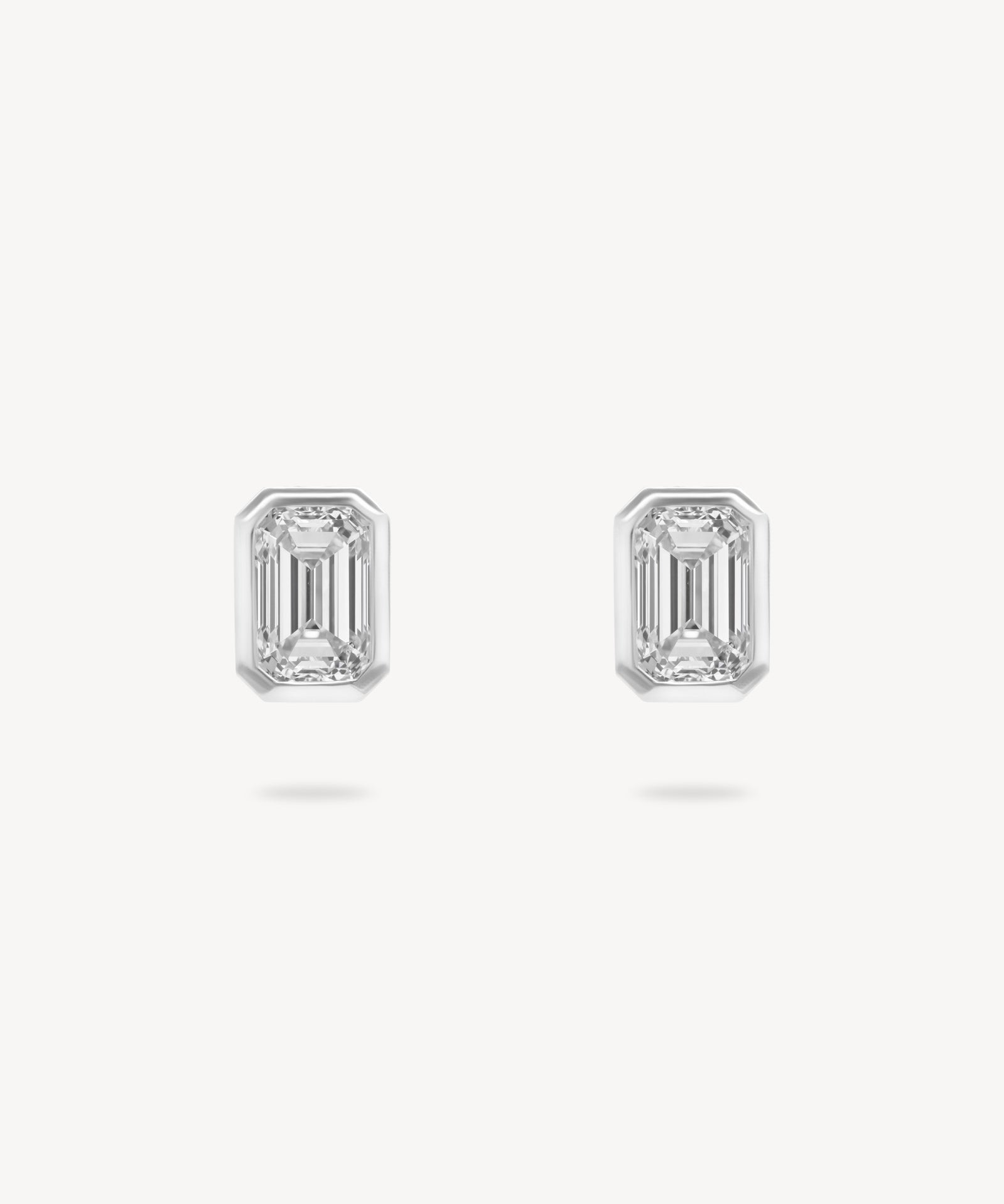 Emerald Cut Diamond Bezel Stud Earrings