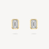 Emerald Cut Diamond Bezel Stud Earrings