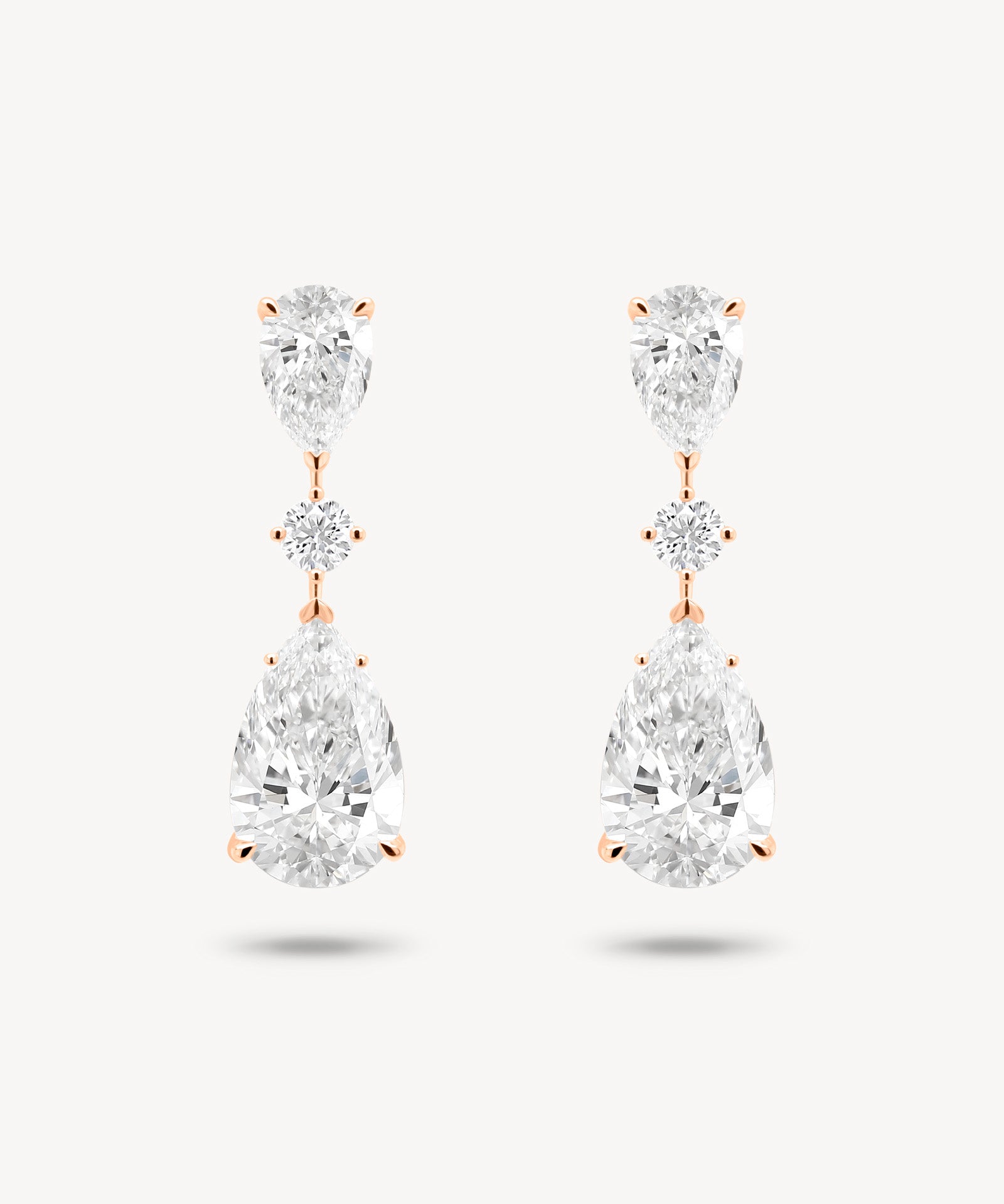 Double Pear Cut Diamond Drop Earrings