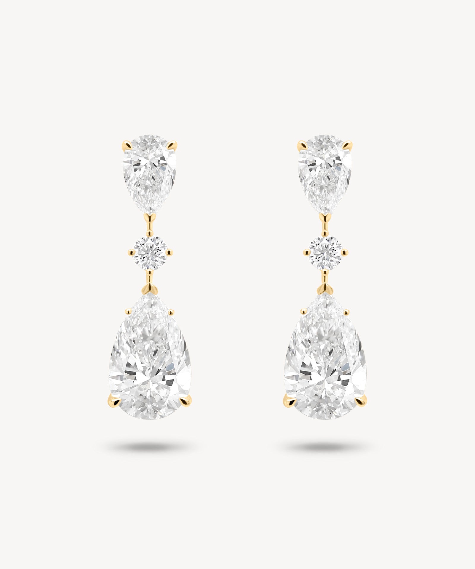 Double Pear Cut Diamond Drop Earrings
