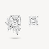 Asscher Cut Diamond Studs with Removable Mixed Cluster Crawlers