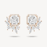 Asscher Cut Diamond Studs with Removable Mixed Cluster Crawlers