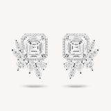 Asscher Cut Diamond Studs with Removable Mixed Cluster Crawlers