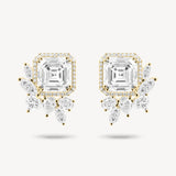 Asscher Cut Diamond Studs with Removable Mixed Cluster Crawlers