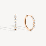 Small Shared Prong Diamond Hoop Earrings