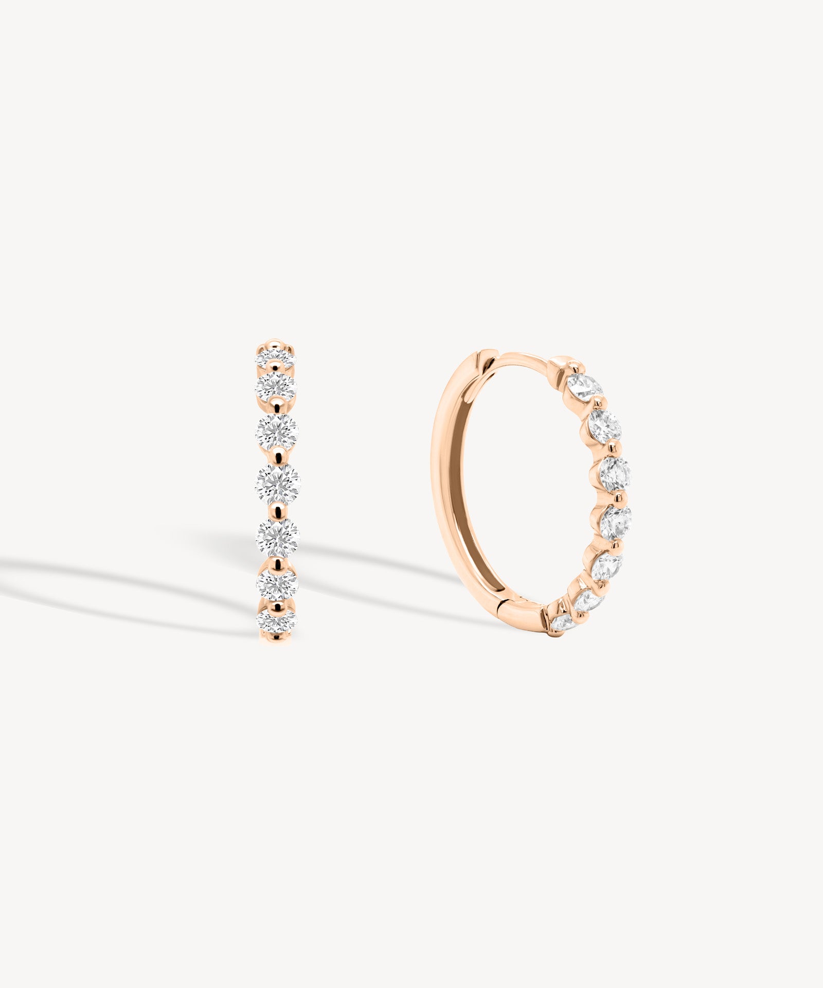 Small Shared Prong Diamond Hoop Earrings