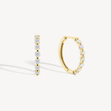 Small Shared Prong Diamond Hoop Earrings