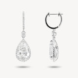 Pear Cut Diamond Huggie Halo Drop Earrings