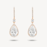 Pear Cut Diamond Huggie Halo Drop Earrings