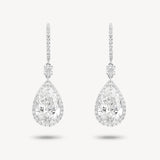 Pear Cut Diamond Huggie Halo Drop Earrings