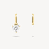 Huggie Earrings with Removable Heart Shaped Diamond Drops