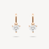 Huggie Earrings with Removable Heart Shaped Diamond Drops