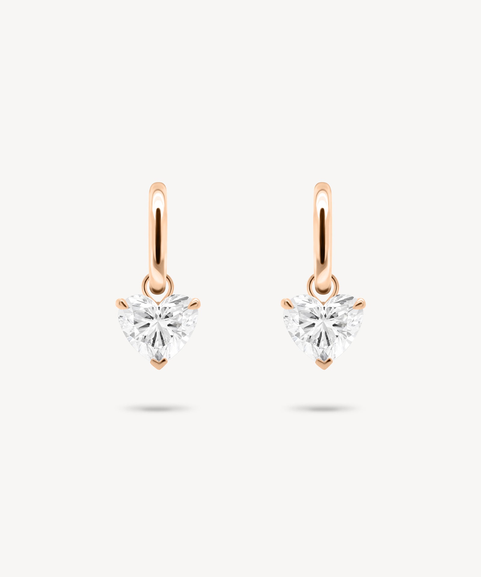 Huggie Earrings with Removable Heart Shaped Diamond Drops