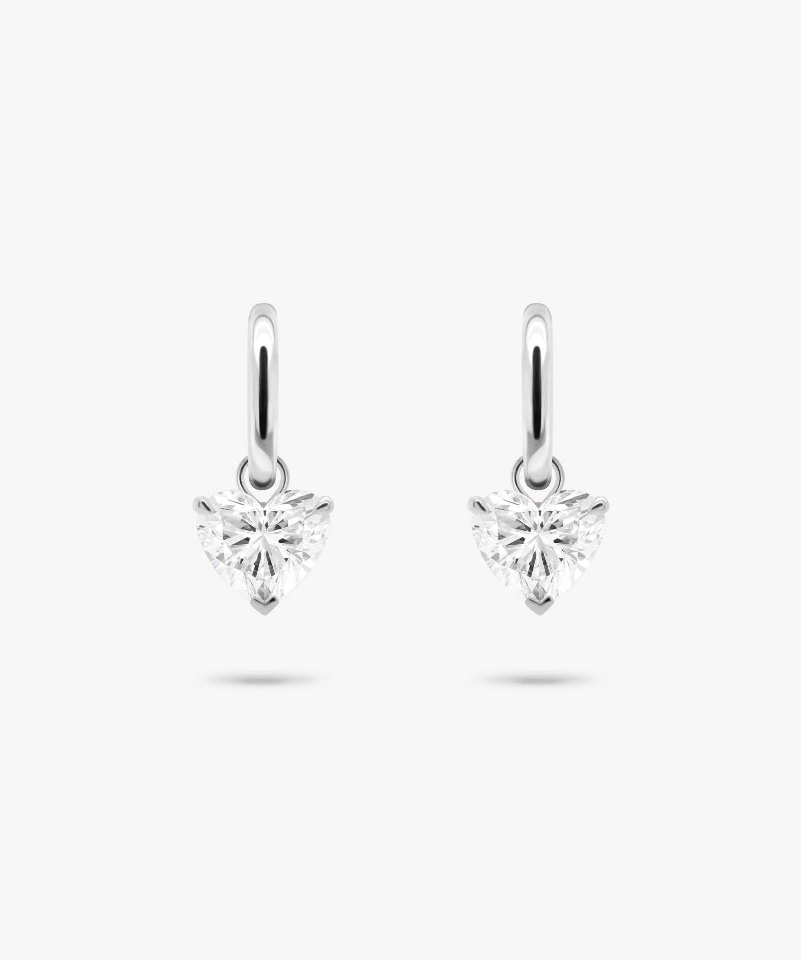 Huggie Earrings with Removable Heart Shaped Diamond Drops
