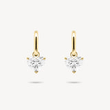 Huggie Earrings with Removable Heart Shaped Diamond Drops