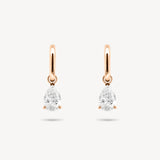 Huggie Earrings with Removable Pear Cut Diamond Drops